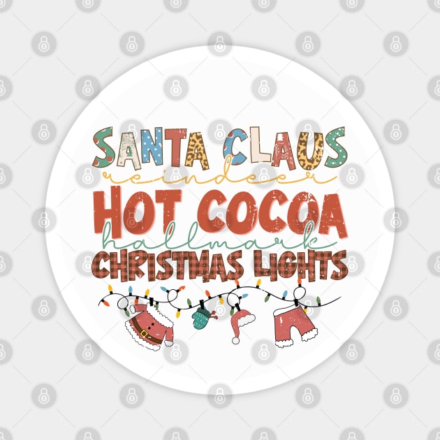Santa Reindeer Hot Cocoa Christmas Lights Magnet by The WYLD Tribe